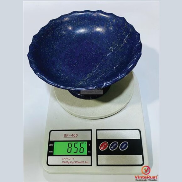 Blue Lapis Lazuli Bowl: Vintage-Style Gemstone Trinket Dish - Picture 3 of 4